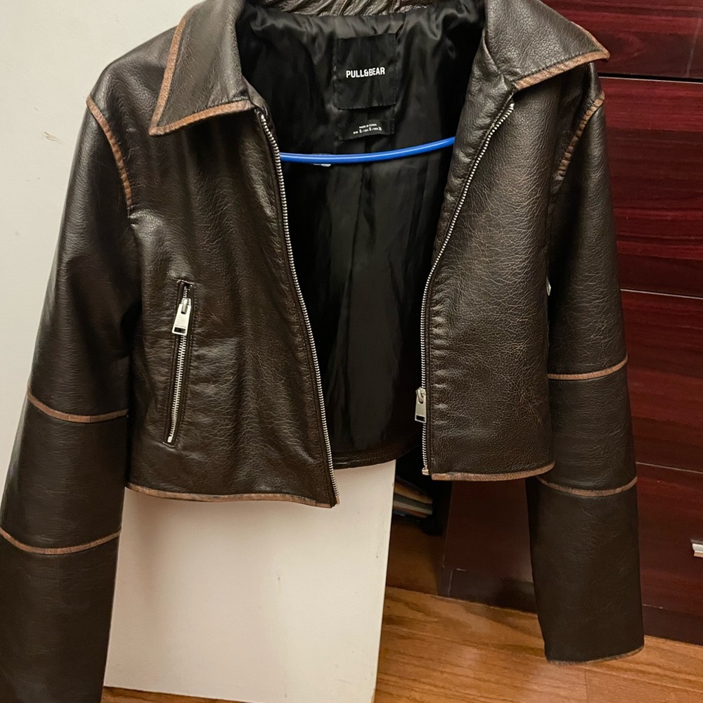 Pull&Bear Dark Brown Leather Jacket